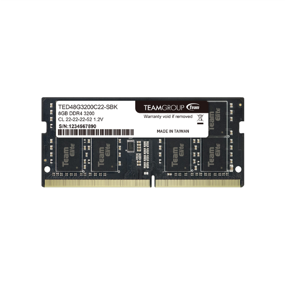 TEAMGROUP Elite DDR4 8GB Single 3200MHz DDR4 CL22   Non-ECC 1.2V SODIMM - TED48G3200C22-SBK