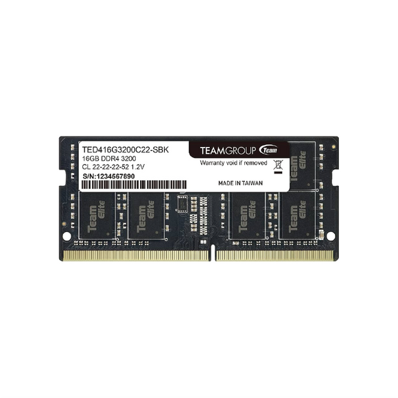TeamGroup  Elite 16GB (1 x 16GB) DDR4 3200MHz SODIMM NB Memory - TED416G3200C22-SBK
